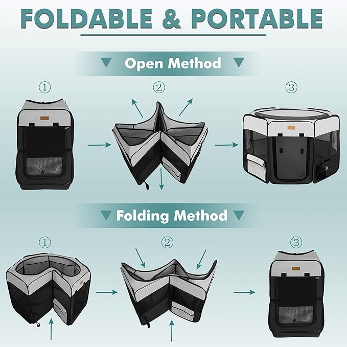 Dog Playpen, Portable Pet Play Pen for Cat, Puppies, Rabbits, Chickens, Foldable Large-Capacity Pet Tent for Indoor/Outdoor Travel Camping (Size XL Without Carry Bag)-PawvioPets
