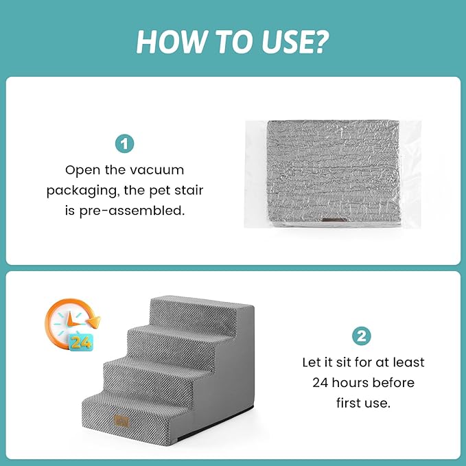 Dog Stairs for Small Dogs, 4 Tier Wider Pet Stairs for Couch and Beds, 17.7" H Non-Slip Dog Steps for Old Cats, Puppy, Small Medium Dogs, 17.7x23.6x17.7 inch, Grey-PawvioPets