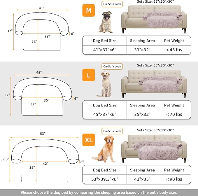 GGIB Calming Dog Bed Fluffy Plush Dog Mat for Furniture Protector with Removable Washable Cover for Large Medium Small Dogs and Cats (Large, Rust White)-PawvioPets