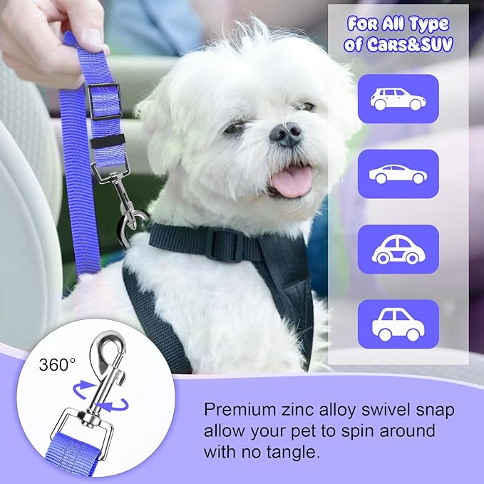 BWOGUE Pet Dog Cat Seat Belts, Car Headrest Restraint Adjustable Safety Leads Vehicle Seatbelt Harness (1 Pack)-PawvioPets