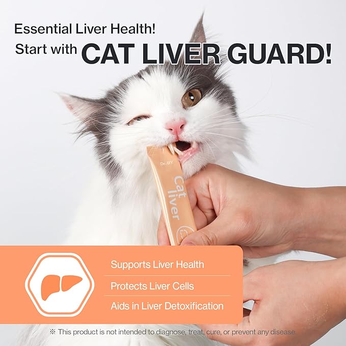 Dr.by Cat Liver Guard Squeezable Liver Supplement for Cats Feline Hepatic Support with Milk Thistle, Artemisia annua(SPB-201), Taurine lickable Formula Individually Packaged-PawvioPets