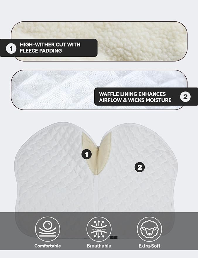 Close Contact Non-Slip Design Horse Riding Pad Moisture-Wicking Shock Absorbing English Saddle Pad for Horses-PawvioPets