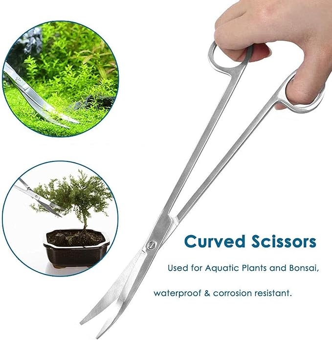 7 in 1 Aquarium Aquascaping Tools Kits,Stainless Steel Aquarium Plant Tools Tweezers Scissors Scrapers for Aquarium Tank Clean Fish Tank Aquascape Tools Sets-PawvioPets
