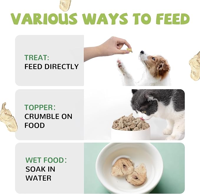 Freeze Dried Chicken Heart Pet Treats, High Protein Freeze-Dried Pet Food for Dogs, Cats, Fresh Ingredient, 3.2 oz, Rawhide Free, Gluten&Grain Free-PawvioPets