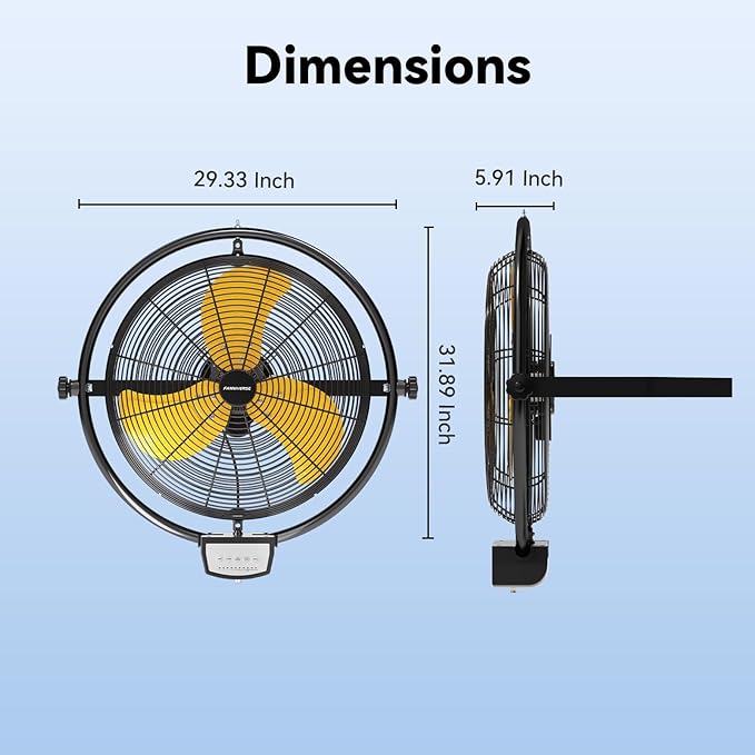 20 Inch 5200 CFM Wall Metal Fan Pro Series Remote Control, High Velocity Wall Mount Fans for Commercial, Residential, Warehouse, Covered Patio, Shop, Garage, Barn 3 Speed UL Safety Listed-PawvioPets
