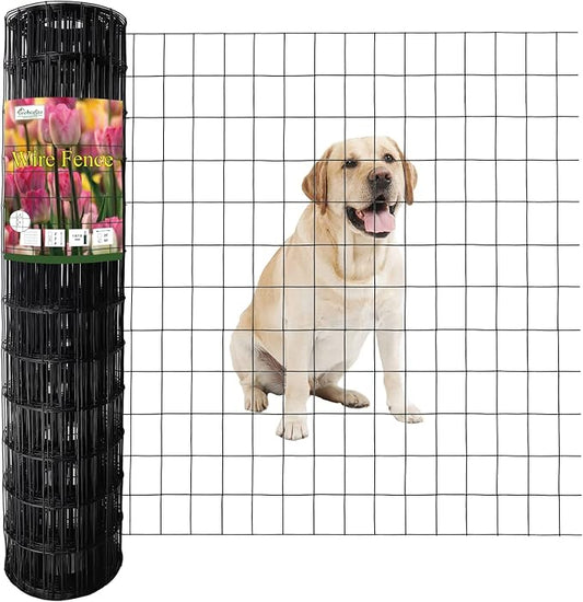Black PVC Coated Welded Wire Fence 36 Inch x 50 Foot, 2 Inch x 3 Inch 16GA, Garden Border Fencing Roll Vinyl Coating Metal Wire Mesh for Yard Vegetable Plant Protection Poultry Netting-PawvioPets