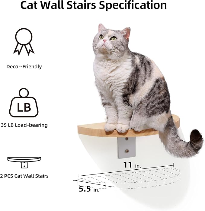 FUKUMARU Cat Wall Furniture Set, Transparent Capsule Kitten Walls Shelves with 2 PCS Pedals - Premium Kitty Bed for Sleeping, Playing, Climbing, and Lounging - Easily Holds Up to 35 Lbs-PawvioPets