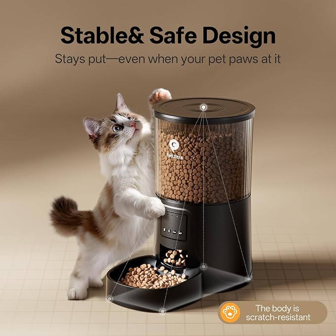 Automatic Cat Feeder WiFi- 5Ghz Cat Food Dispenser with APP Remote Control- Auto Pet Feeder for Small Dog Indoor- Easy to Set Up and Clean- Dual Power with Desiccant Bag Keep Fresh-PawvioPets