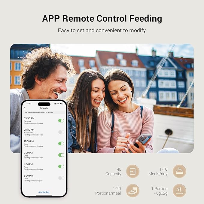 Espelho Automatic Cat Feeders WiFi: Food Dispenser with App Control 2.4Ghz WiFi- Smart Timed Cats Feeder with Voice Recorder| 4L Auto Pet Feeder for Cat and Small Dog- Up to 10 Meals per Day-PawvioPets