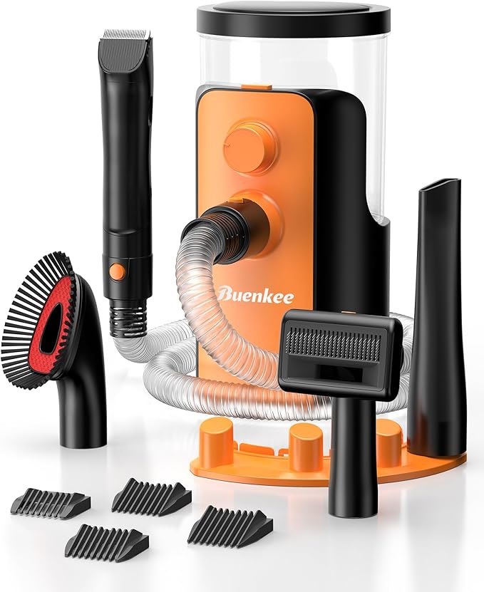 Dog Grooming Vacuum, 4.5L Extra-Large Dust Cup Dog Grooming Kit, 14000Pa High-Suction Pet Groomer with Clippers, Low-Noise All-in-One Shedding Control Set for Home Use-PawvioPets