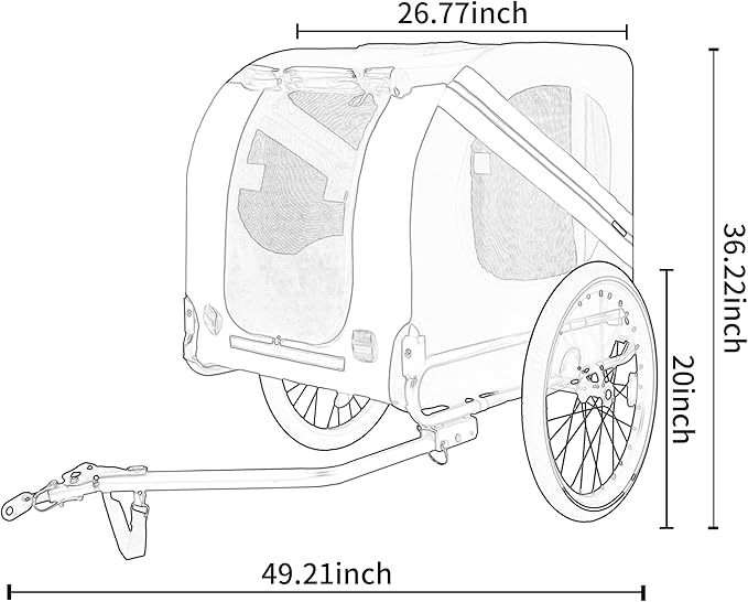 Blue-Grey Large Folding Bike Trailer for Dogs – Heavy-Duty Steel Frame, 66LB Capacity Pet Carrier for All-Terrain Cycling, Jogging & Camping Adventures!-PawvioPets