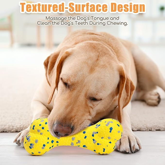 2Pcs Upgrade Bone Dog Balls+Rugby Dogs Toys for Aggressive Chewers, Indestructible Tennis Balls for Dogs (Yellow)-PawvioPets