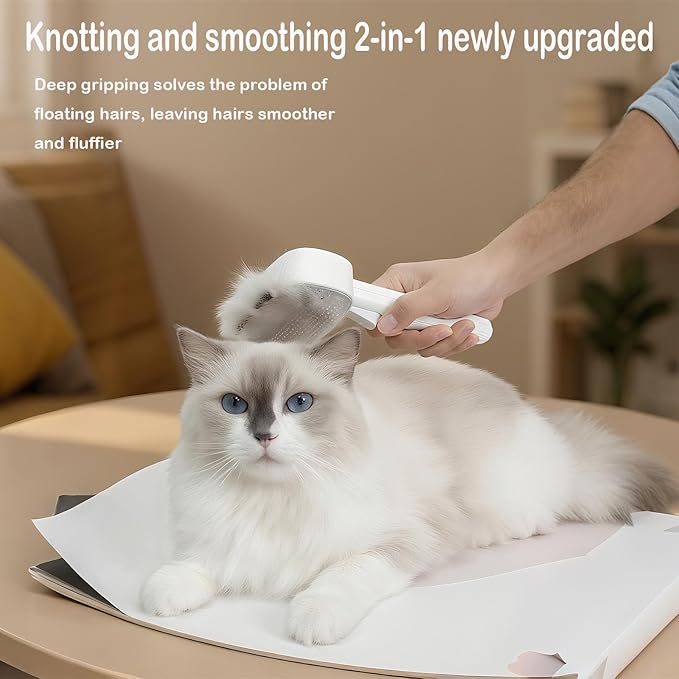 2-in-1 Pet Deshedding Brush Cat Dematting Comb for Indoor Cats and Dogs Comb for Shedding Long & Short Hair Gentle Massage Grooming Tool Easy to Remove Loose Undercoat,Matted Fur & Tangles-PawvioPets
