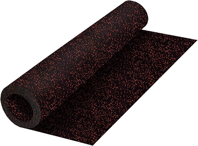 Genaflex Rubber Gym Floor Mat - 8mm Thick - Heavy Duty Commercial Protective Gym Flooring Roll (10% Red, 4' X 10')-PawvioPets