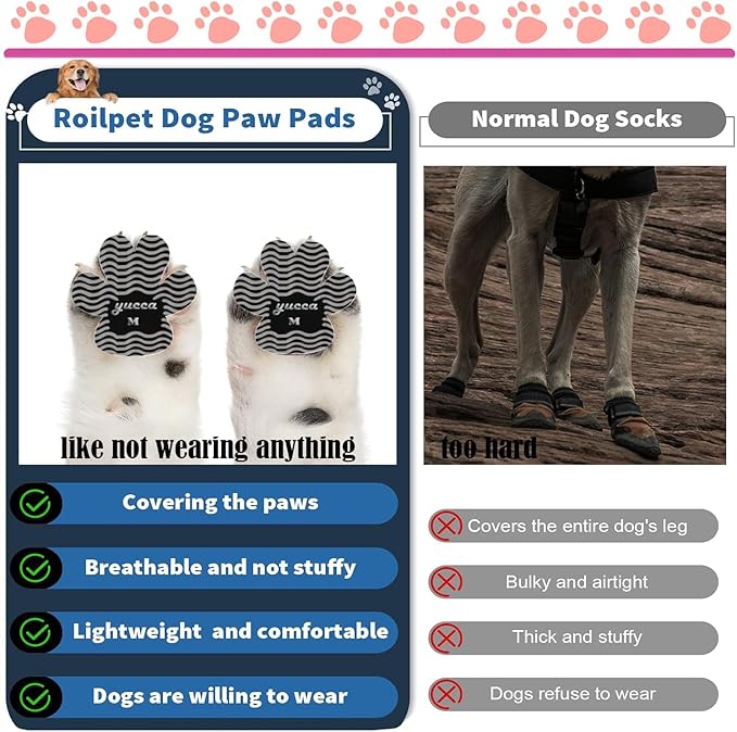Dog Anti Slip Paw Grips Traction Pads, Dog Paw Protector with Stronger Adhesive, Toe Grips for Dogs from Slipping on Hardwood Floors, Dog Shoes Booties Socks Replacement for Older Dogs-PawvioPets