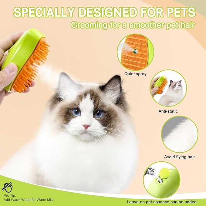 Dog Brush for Shedding Short Long Haired Cats, 5 in 1 Pet Grooming Kit for Small Medium & Large Animals. Removes Loose Fur, Mats, Tangled. Easy Cleaning. Undercoat Rake + Steam Brush Included-PawvioPets