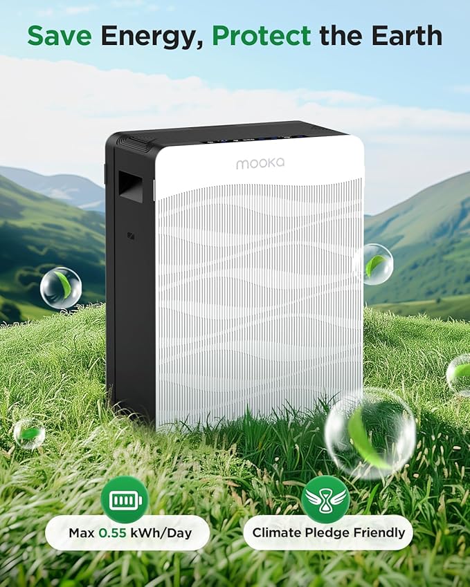 Air Purifier for Home Large Room 2800 Ft², MOOKA Double-Sided Air Purifiers for Home Pets with Washable Filters, PM 2.5 Air Quality Monitor, Air Filter Cleaner for Bedroom, Dorm Room, Office, C300-PawvioPets