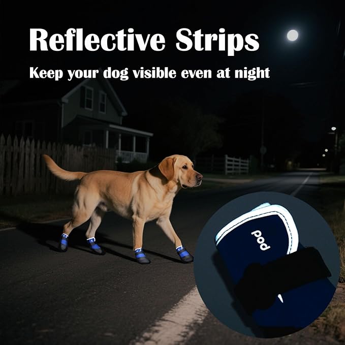 Dog Shoes Lightweight Dog Boots-Breathable Knitted Paw Protector with Adjustable Strap for Hot Pavement, Rain Walking, Hardwood Floors Anti Slip Reduce Noise, Prevent Licking Paws(Blue,XXL)-PawvioPets