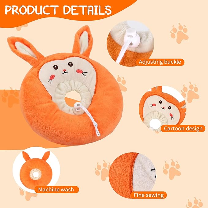 Adjustable Cat Collar Soft to Stop Licking After Surgery for Kitten, Alternative to Cone of Shame, Donut Cone for Cats, Pet Elizabethan Collar (Rabbit, Small)-PawvioPets