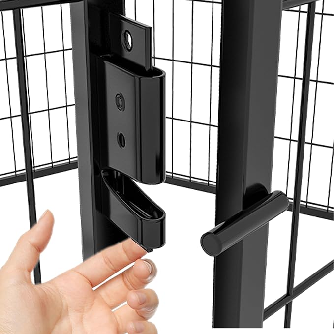 Dog Playpen, Outdoor Dog Fence, 16 Panels, 40" H Dog Pen for Large/Medium/Small Dogs, Heavy Duty Metal Pet Fence with Gate, Portable Dog Fence for RV Camping and Yard (Black)-PawvioPets