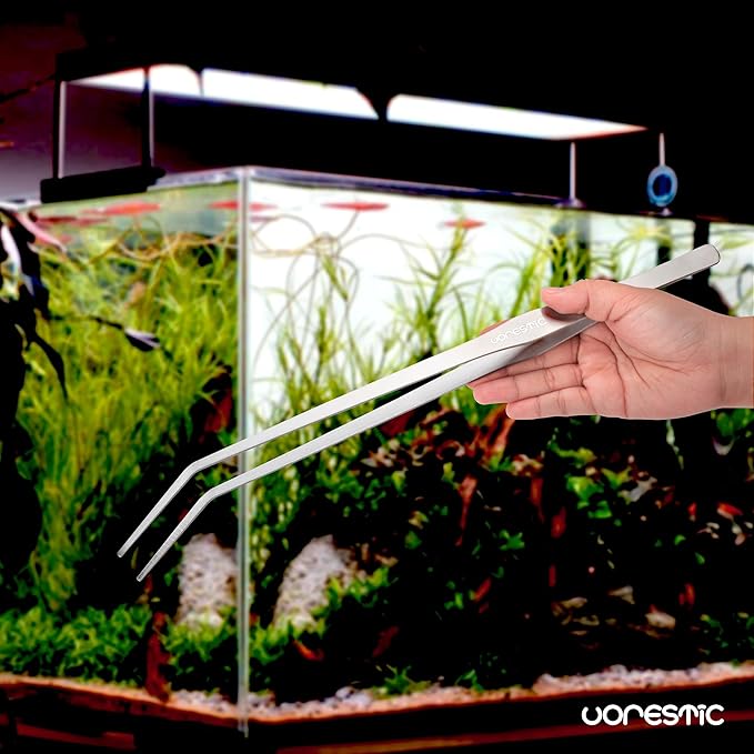 2 Pcs 15 Inch Tweezers, Heavy Duty Reptile Feeding Tongs, Aquarium Tongs, Reptile Tweezers Feeding, Reptile Tongs, Straight and Curved Long Tweezers for Aquarium and Terrarium-PawvioPets