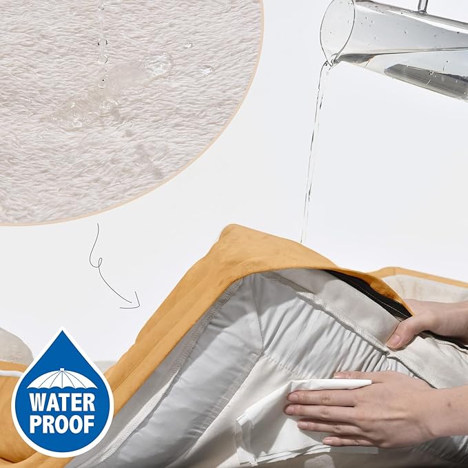 Comfort Expression Large Dog Beds Waterproof Orthopedic Foam Dog Sofa Beds Comfy Pet Bed with Washable Removable Cover & Non-Slip Bottom(Large,Khaki)-PawvioPets