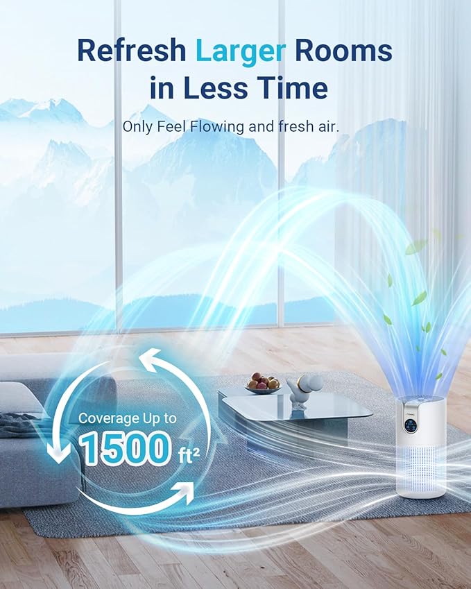 Air Purifiers for Home Large Room Up to 1500ft² with Aromatherapy, MOOKA HEPA Air Purifier for Bedroom Pets Kitchen, Air Filter Cleaner for Wildfire Smoke Pollen Dust Dander Odor, 15dB, M03-PawvioPets