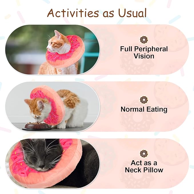 BEAUTYZOO Cat Cone Collars Soft, Cat Recovery E Collars After Surgery to Stop Licking, Adjustable Elizabeth Circle Collar Cute Pet Donut Pillow for Cats Kitten Small Dogs, Pink M-PawvioPets