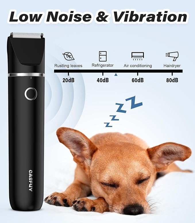 Casfuy Cordless Dog Paw Trimmer - Low Noise Small Dog Clippers with Double Blades USB Rechargeable Grooming Clipper for Dogs Cats and Small Pets for Trimming Hair Around Paws, Eyes, Ears, Face, Rump-PawvioPets