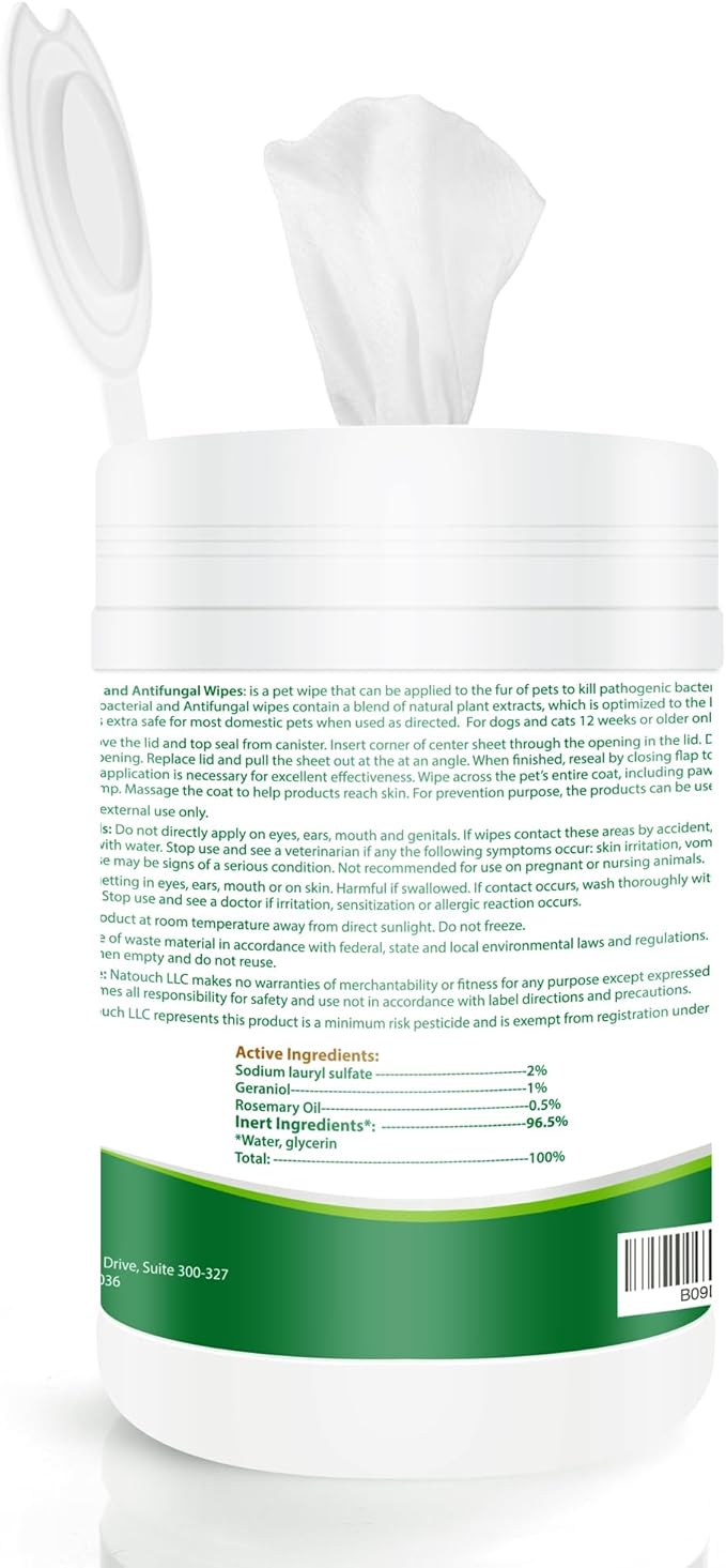 Antifungal and Antibacterial Wipes for Dogs & Cats, Dog Yeast Infection Treatment Wipes, All Natural Grooming Wipes for Cleaning, Help with Hot Spots, Ringworm, and Skin Infections, 160 Count-PawvioPets