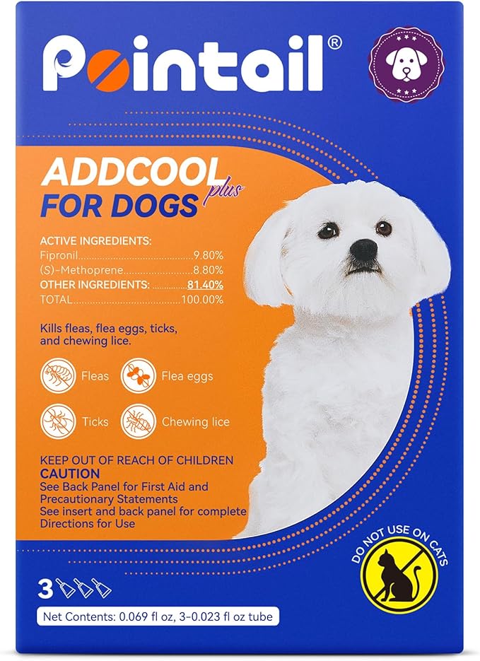 Flea and Tick Prevention for Dogs, Addcool Dog Flea and Tick Treatment, Flea & Tick Control Topical Drops, 3 Doses, Vet-Recommended(5-22 lbs)-PawvioPets