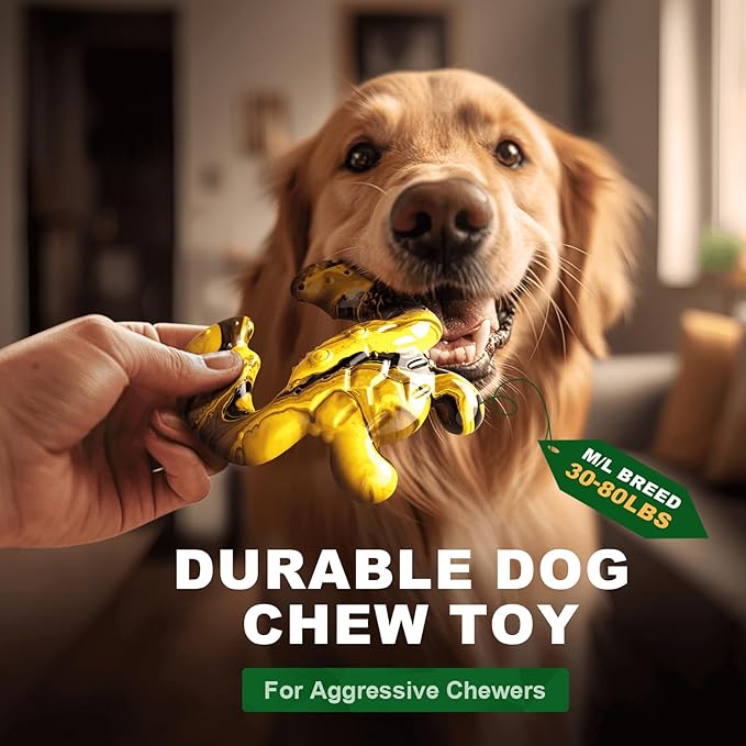 Durable Dog Chew Toy for Aggressive Chewers - Tough Nylon Bone for Medium Breeds, Interactive Teething Toy with Real Bacon Flavor, Keeps Dogs Busy, Christmas Birthday Gifts for Dogs-PawvioPets