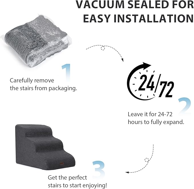 Dog Stairs for High Beds with Tunnel, 5-Step Dog Steps for Small Dogs and Cats, Foldable Pet Stairs for High Bed Climbing, Non-Slip Balanced Pet Step Indoor, Light Grey-PawvioPets