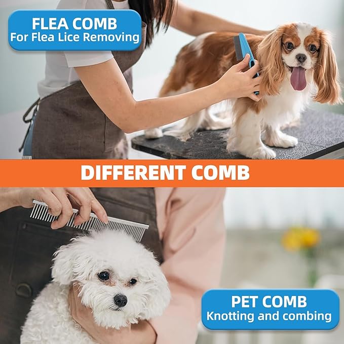 Dog Brush for Shedding,6 PCS in One Pet Slicker Hair Brush Kit Organizer Bag - Dog Cat Grooming Deshedding Undercoat Rake Brush Comb for All Small Large Dogs Cats Blue-PawvioPets