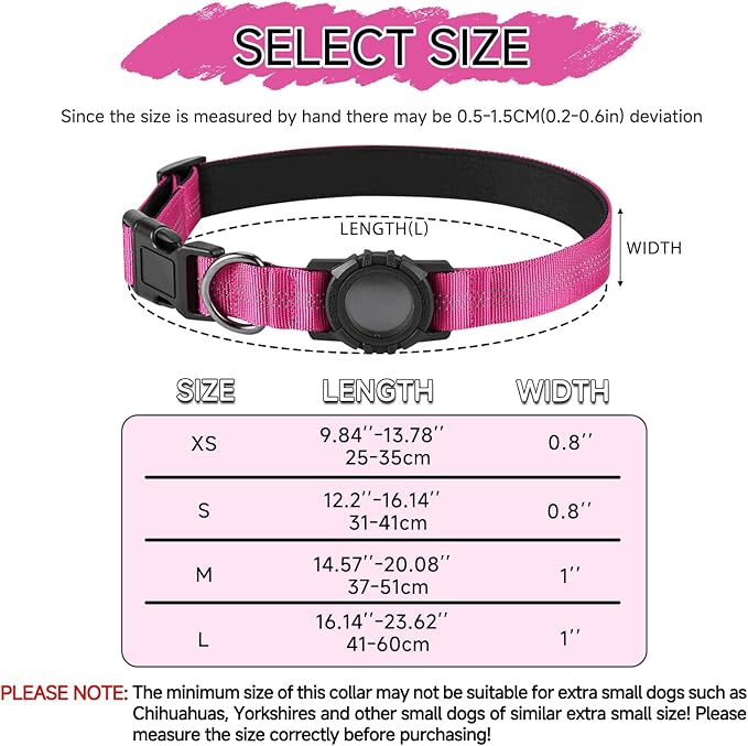 Dog Collar Compatible with Airtag, with Waterproof Cover, Multiple Colors, Multiple Sizes, Breathable Cotton and Linen Material, Suitable for Small, Medium and Large Dogs-PawvioPets