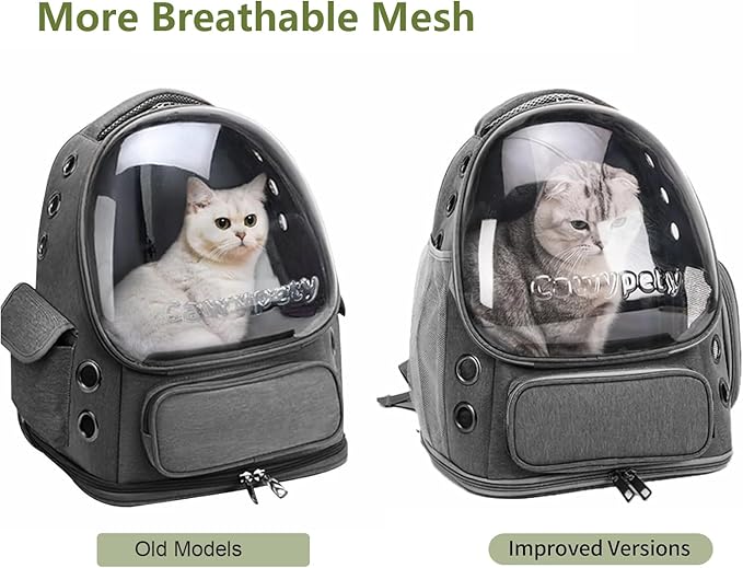 Cat Backpack Carrier, Breathable Cat Carrier Large Space Bubble Pet Backpack for Kitty Small Dog up to 12lbs, Transparent & Foldable Pet Carrier for Travel Hiking-PawvioPets