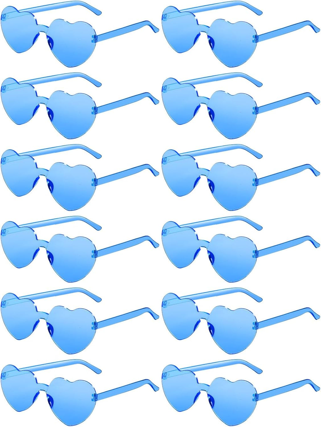 12 Pairs Heart Shaped Sunglasses for Women Colorful Glasses Fun Trendy Transparent Heart Sunglasses Party Favor (Blue)