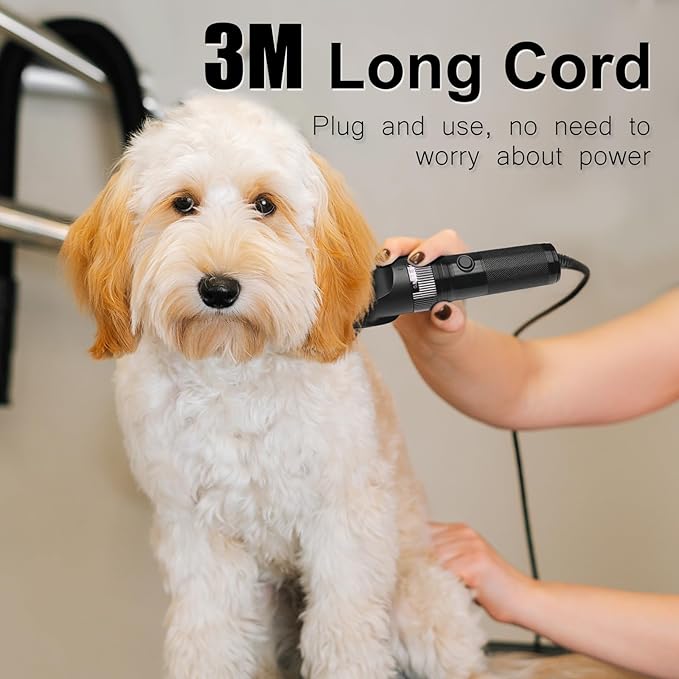 Dog Clippers for Grooming, 12V Professional Dog Clippers，Heavy Dutt Corded Pet Hair Trimmer Pet Trimmer for Thick Hair with Guard Combs Brush-PawvioPets