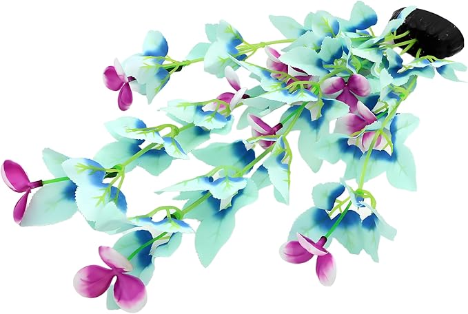 16 Inch Aquarium Fish Tank Plant Betta Fish Tank Decor,2 Pack Silk Aquarium Plants for Aquarium Decoration (White-Blue)-PawvioPets