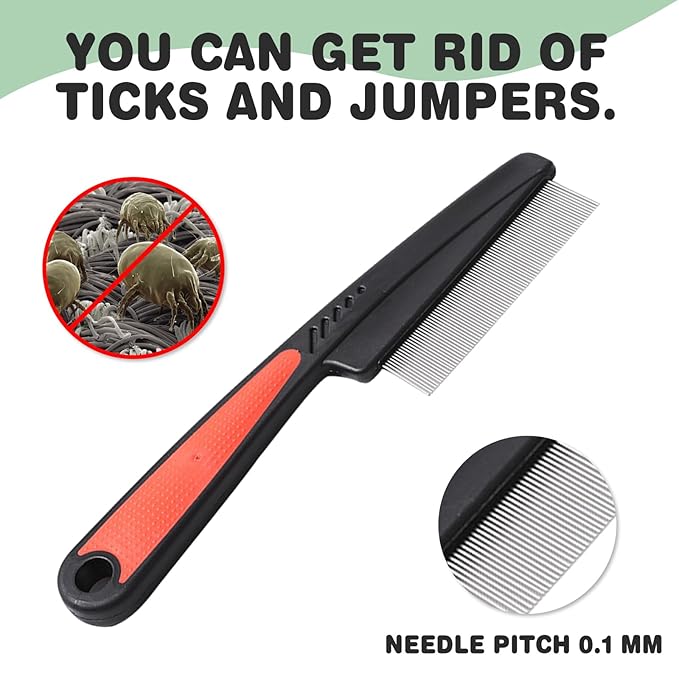 2PCS Flea Comb for Dogs & Cats，flea Comb for Cats with Release Button Self-Cleaning，lice comb for Shedding Pet Hair-PawvioPets