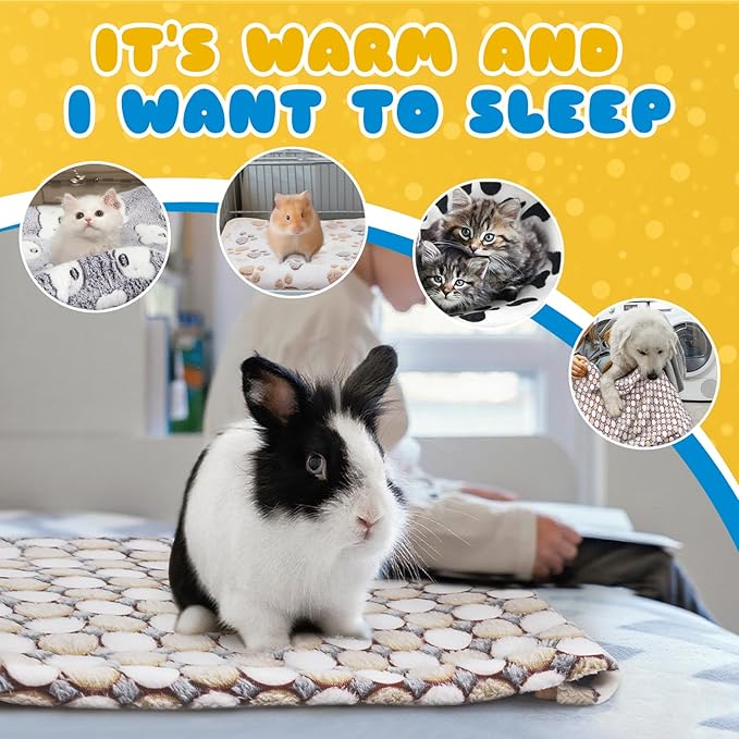 6 Pcs Guinea Pig Bedding Cage Liners Small Animal Flannel Blankets Sleep Mat Absorbent Reusable Pet Pee Bedding Pad Cover for Hamster Ferret Chinchilla Rabbit Hedgehog (16 x 24 Inch, Multi)-PawvioPets