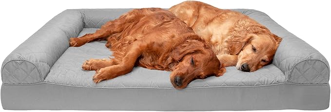 Furhaven Orthopedic Dog Bed for Large Dogs w/ Removable Bolsters & Washable Cover, For Dogs Up to 125 lbs - Quilted Sofa - Silver Gray, Jumbo Plus/XXL-PawvioPets