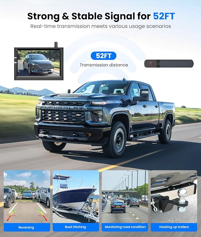 AUTO-VOX Solar Wireless Backup Camera:5" HD 1080P Monitor,3 Mins DIY Installation & 5000 mAh Battery Powered Solar Back Up Camera Systems, IP69K Waterproof Reverse Camera for Car, Van, Truck, Trailer-PawvioPets