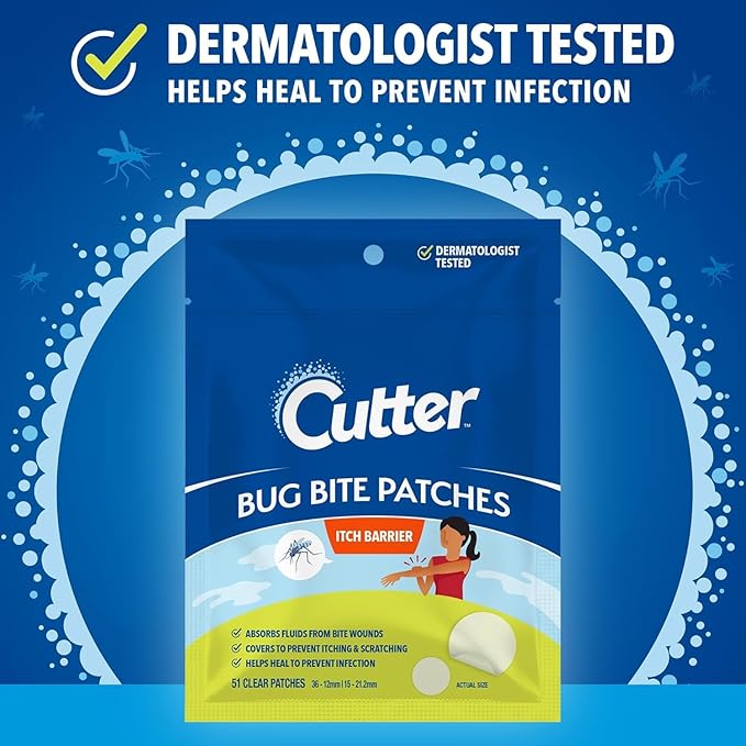 Cutter Bug Bite Patches Itch Relief Hydrocolloid Patches for Kids & Adults, Absorbs Fluids, Helps Heal, Prevents Scratching, Mosquito Itch Relief, Hydrocortisone & Suction Tool Alternative, 153 Count-PawvioPets