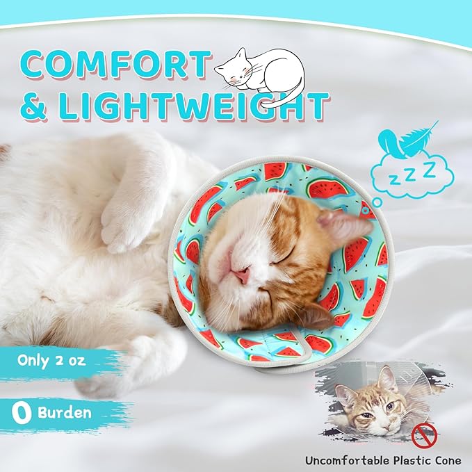 Cat Cone Collar Soft to Stop Licking, Adjustable, Foldable Lightweight Kitten Cones After Surgery Recovery for Cats & Kittens, Cat Cone Alternative (Blue, S)-PawvioPets