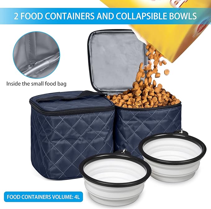 BAGLHER Dog Travel Bag,Airline Approved Pet Supplies Backpack, Dog Travel Backpack with 2 Silicone Collapsible Bowls and 2 Food Baskets.-PawvioPets