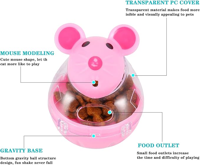 2Pcs Cat Treat Dispenser Toy, Mouse Shape Cat Interactive Toy and Food Dispenser for Pet Increases IQ Interactive & Food Dispensing-PawvioPets
