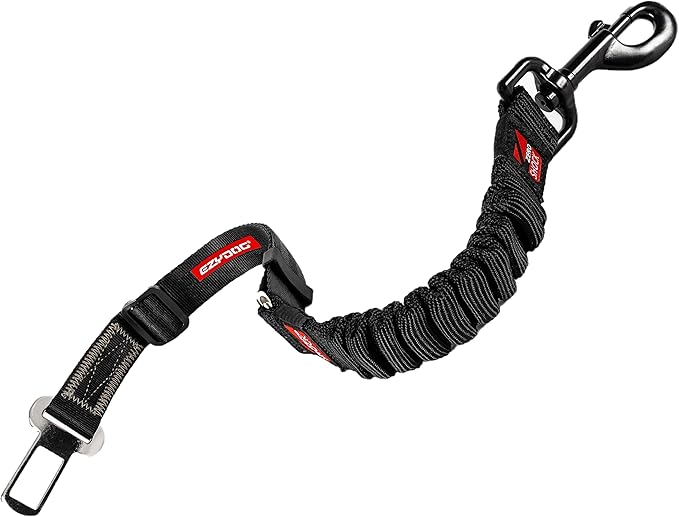 EzyDog Zero Shock Click - Shock Absorbing Dog Seat Belt Car Harness Attachment for Dogs - Adjustable Dog Restraints Seatbelts for Car Travel and Safety - (20in - 26in, Black)-PawvioPets