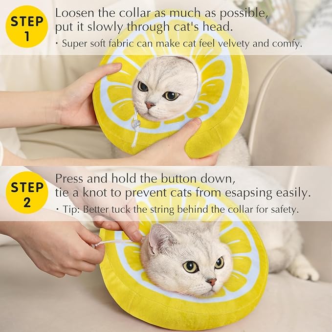 ANWA Adjustable Cat Cone Collar Soft, Cute Cat Donut Collar After Surgery, Kitten Recovery Cones to Stop Licking-PawvioPets