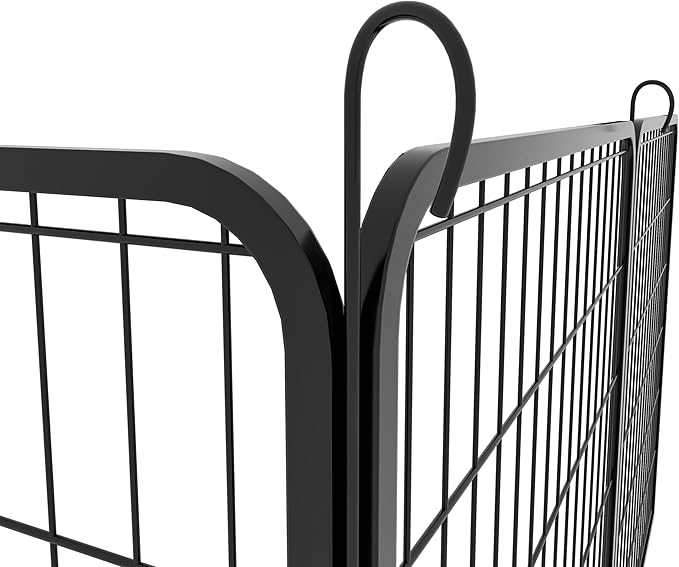 Dog Playpen, Outdoor Dog Fence, 8 Panels, 40" H Dog Pen for Large/Medium/Small Dogs, Heavy Duty Metal Pet Fence with Gate, Portable Dog Fence for RV Camping and Yard (Black)-PawvioPets